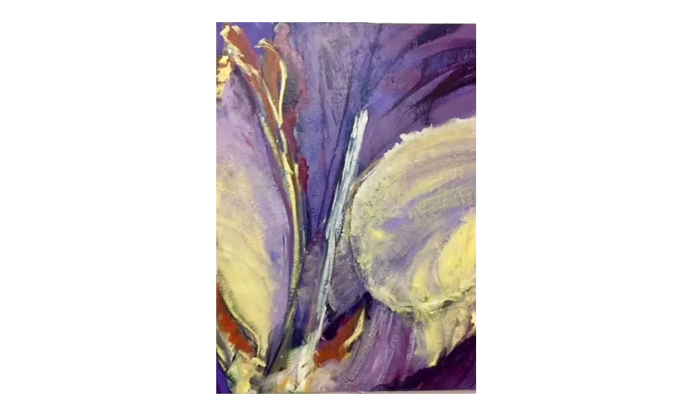  Intimité de l'Iris, peinture acrylique sur toile, 100x80cm, vendu sans cadre, artiste peintre contemporain,bernadette cazal,narbonne aude occitanie france,galerie de peinture