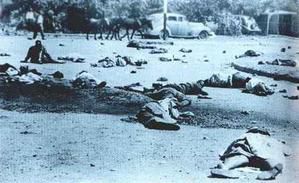 "Illustrating the massacre of sharpville against Africans"