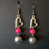 Boucles d'oreilles rose/gris