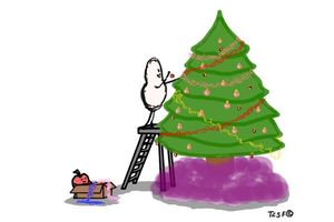 Preparation of the Christmas tree.../ Préparation du Sapin de Noël...