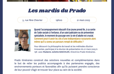 Les mardis du Prado : quand l'accompagnement d'un jeune prend fin, le moment est crucial rencontre/conférence à 19 h au Prado de Lyon