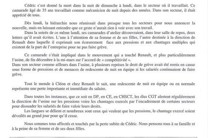 Après le drame de Cléon, un tract CGT et deux textes