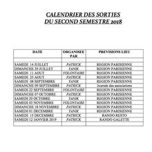 Calendrier du 2eme semestre 2018