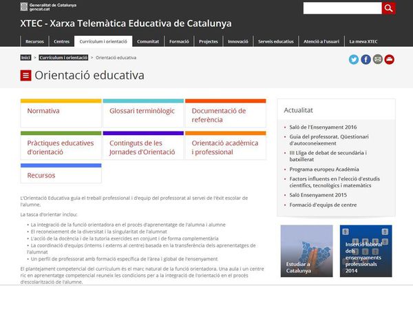 Orientació educativa. XTEC-Xarxa Telemàtica de Catalunya