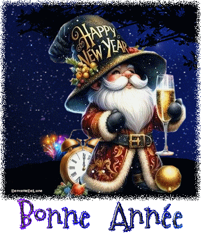 Bonne année - gif animé - Gnome d'hiver - les gifs animés de dentelledelune