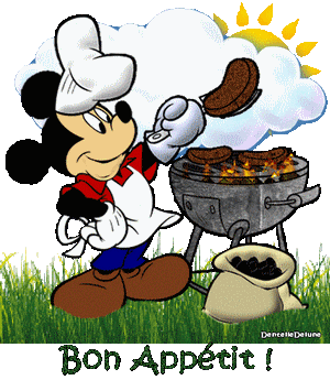 Bon appétit - gif animé avec chef Mickey au barbecue-a