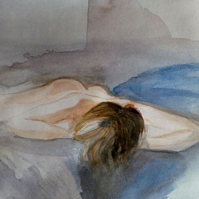 Femme nue à l'aquarelle