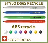 Stylo bille rétractable DS6S en plastique abs recyclé de fabrication Suisse