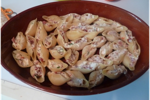 Les conchiglioni à la ricotta et tomates séchées