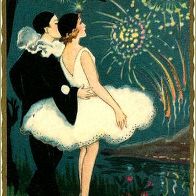 Pierrot - Colombine et Arlequin illustrés -  Pierrot et Colombine -   Sofia Chiostri (1898-1945)