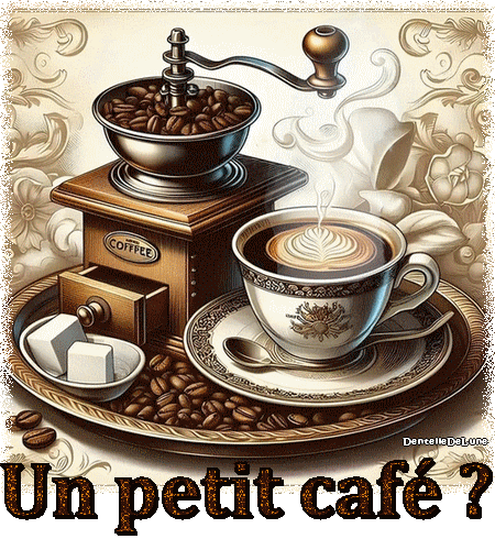 Un petit café - gif bonjour - les gifs animés de dentelledelune