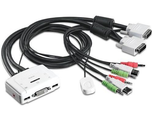 TRENDnet 2-Port DVI USB KVM Switch Kit with Audio TK-214i (White) (0710931304480)