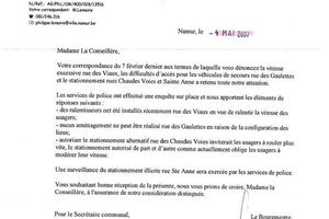 Lettre de Jacques Etienne pour la sécurité à Naninne