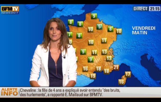 [2012 09 06] FANNY AGOSTINI - BFM TV - LA MÉTÉO @21H15