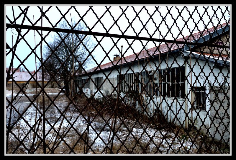 Avenue Jean Jaurès à Dijon. Un petit matin, lumière glauque, quelques flocons. Des bâtiments abandonnés.J'ai traité cette série d'une façon plus dure que mes photos habituelles.