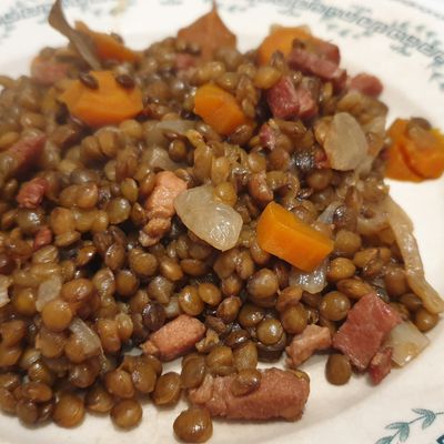 Lentilles aux lardons au Cookeo