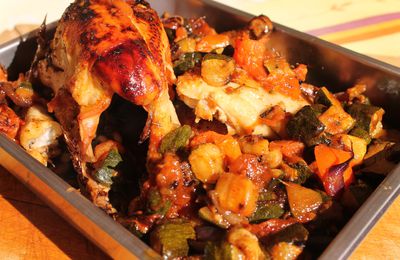 Poulet au miel accompagné de ses légumes à la provençale