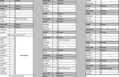 PLANNING DU 2ème TRIMESTRE 2012