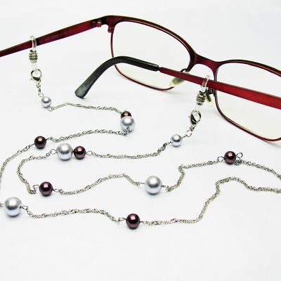 Chaine de lunettes bijou, perles renaissance swarovski, personnalisable