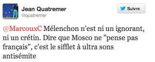 Méluche antisémite ? ahah ! Ils n'ont pas peur du ridicule , ces valets de l'Europe des technocrates au service des banksters contre les peuples