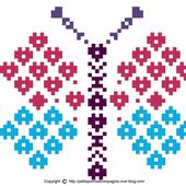 Papillon coeurs - Petits points et Compagnie