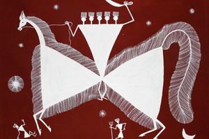 Art warli. Cavaliers des étoiles.