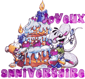 Joyeux Anniversaire Fetes Souris Cadeau Gif Anime Gratuit Le Monde Des Gifs