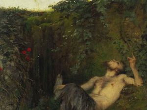 Le Faune, Carlos Schwabe, 1923 - Faune sifflant à un merle, Arnold Bocklin, 1864