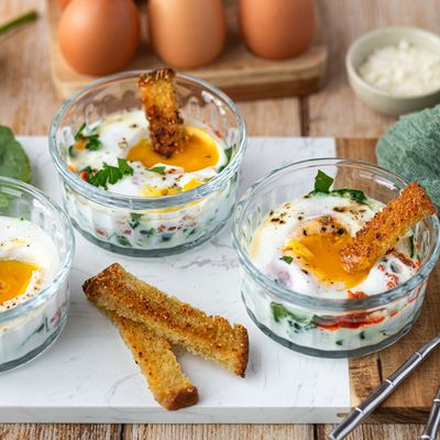 Oeuf cocotte aux épinards et chorizo