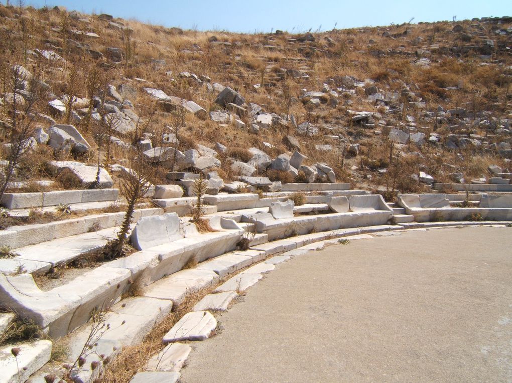 cette ile est un site archéologique a ciel ouvert avec des vestiges de moins 700 avant jc a voir absolument  45 euros par Personne depuis Paros : visite du matin Delos et après midi Mikonos