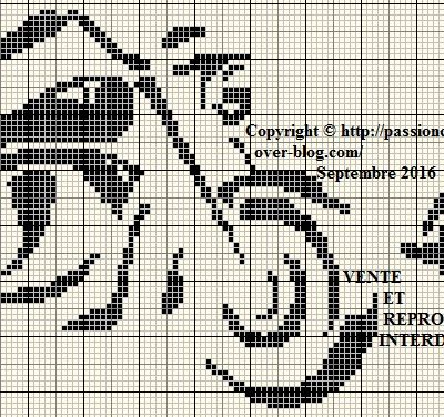 Grille gratuite point de croix : Moto monochrome noir 5