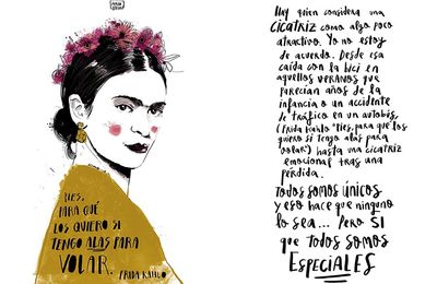 Ilustración Mundo Piruuu + Cita Frida Kahlo