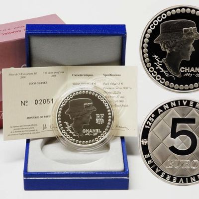 5 Euro Prata França 2008 - Coco Chanel