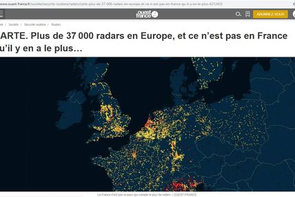 Ouest-France publie la carte des radars en Europe pour lutter contre les infox.  (sources Open POI: Stations services & Radars)