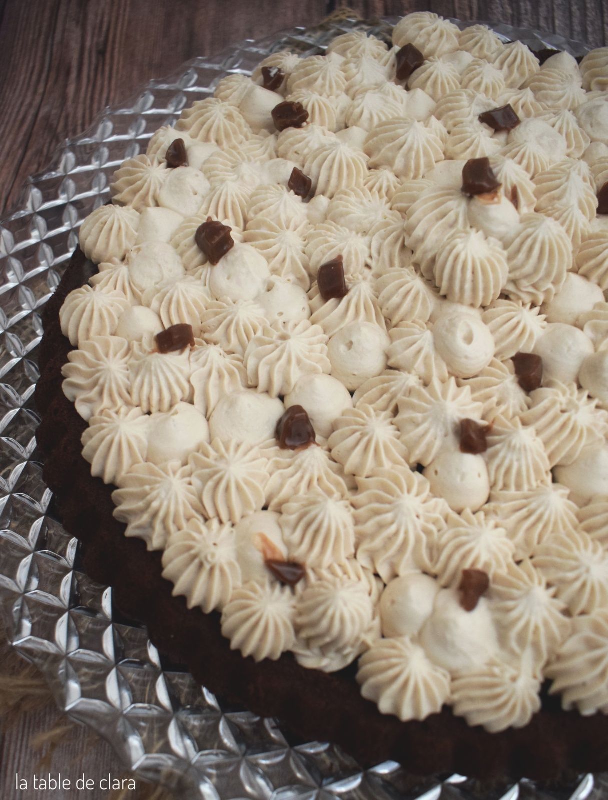 Tarte renversée chocolat poire ganache carambar