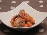 Poulet au potimarron, miel et fruits secs