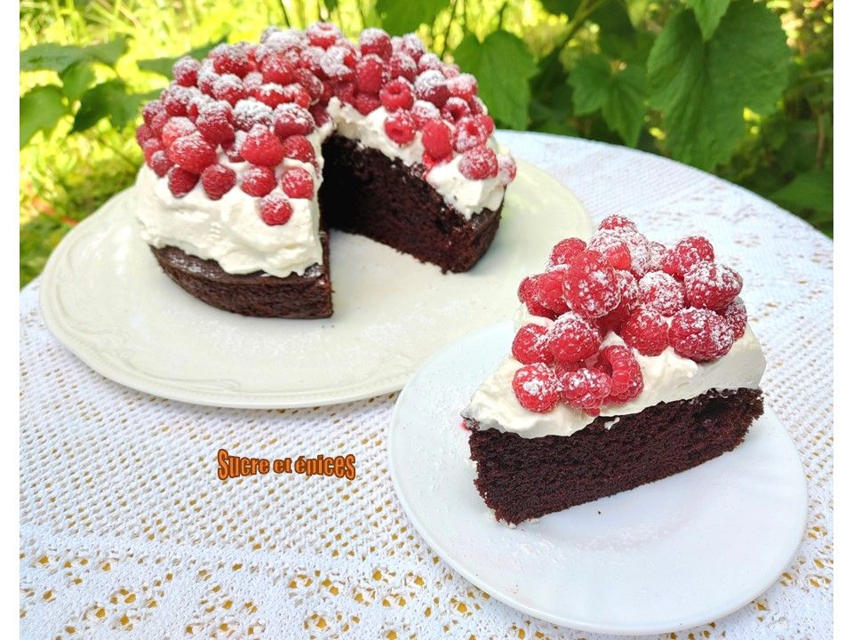 Gâteau facile chocolat framboises chantilly - Recette en vidéo