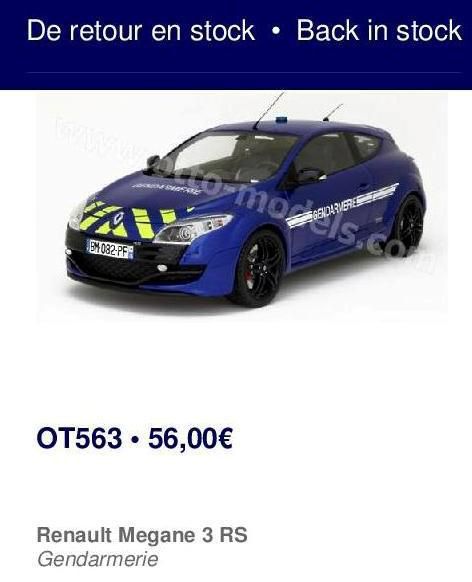 Une Renault Mégane 3 RS de la gendarmerie aux enchères