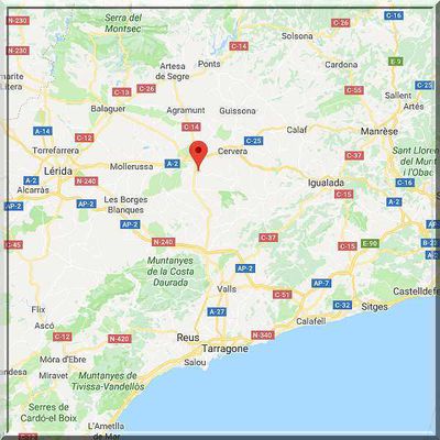 Espagne - Verdù - Position château sur carte