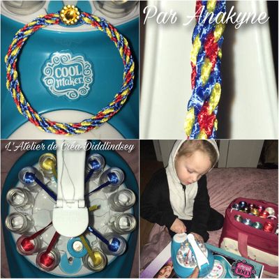 Kumi kreator, bracelet kumihimo 8 fils tricolores avec strass par Anakyne