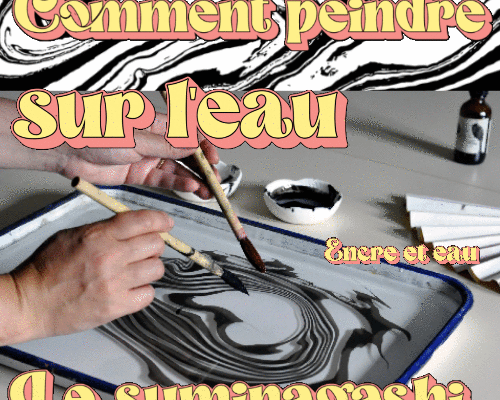 Dessin et peinture - vidéo 4448 : Comment peindre sur l'eau ( Le suminagashi) ? - encre et eau.