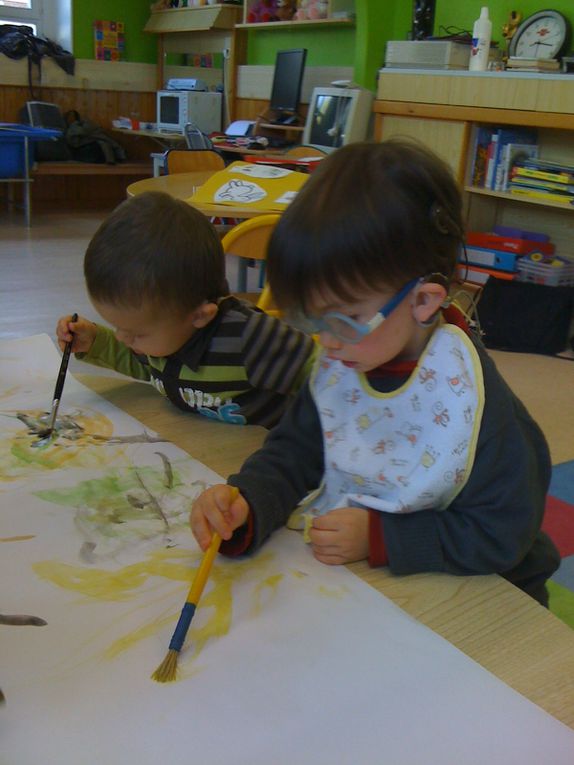 Le livre des animaux et les photos de l'activité peinture de la classe de TPSM.