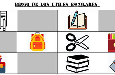 Bingo de los útiles escolares