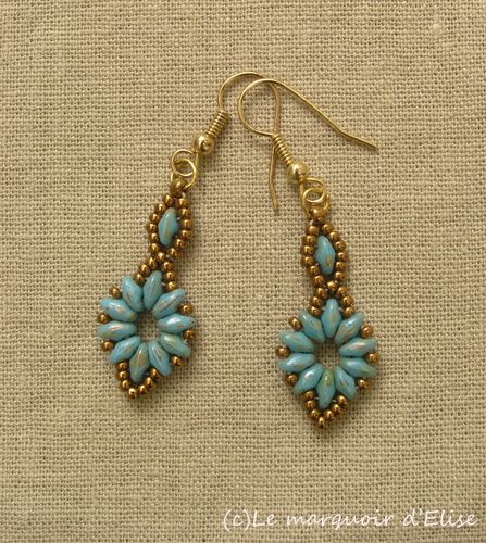 Superduo Flower chain earrings