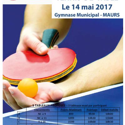 Tournoi TTPM le 14 mai 2017 au Gymnase Municipal de Maurs