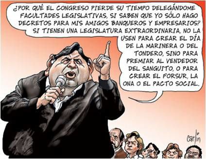 Hechos de la politica peruana poresentados por el caricaturista Carlin