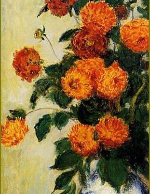 Les fleurs par les grands peintres -   Claude Monet - dahlias