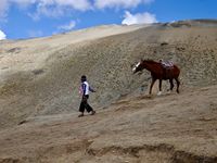 Winicunca au départ du trek....le ballet des loueurs de chevaux dans un cirque de montagnes qui imposent le respect....