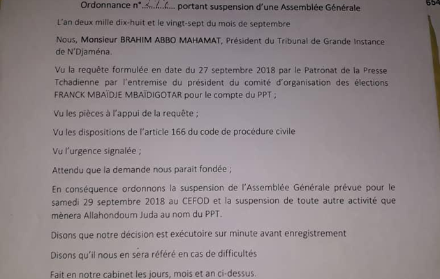 Au Tchad, l'ex-président du PPT et ses membres suspendus par ordonnance de toutes activités