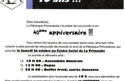 Les 40 ans du club et assemblée générale